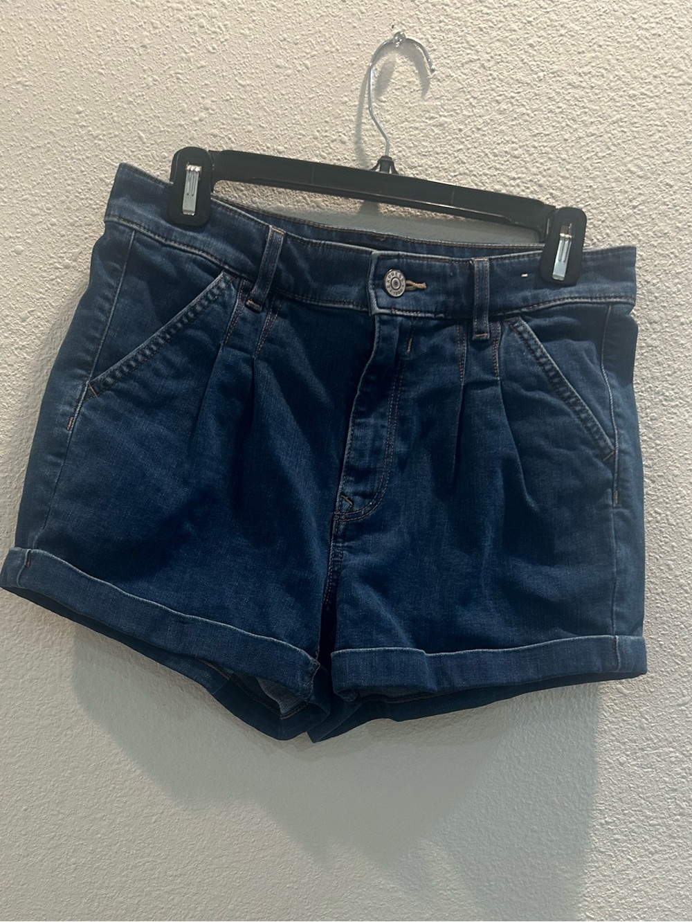 Express Dark Blue High-Rise Denim Shorts